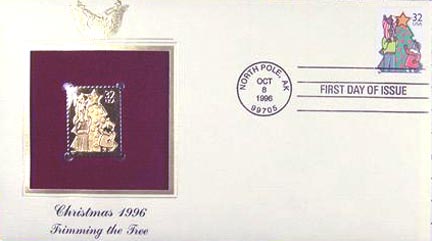 #3109 32¢ Family Scenes: Christmas Tree - Gold-Foil First Day Cover MAIN