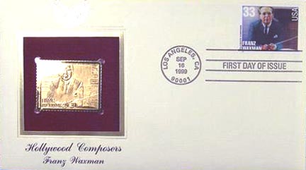 #3342 33¢ Composers: Franz Waxman - Gold-Foil First Day Cover MAIN