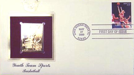 #3399 33¢ Youth Team Sports: Basketball - Gold-Foil First Day Cover MAIN