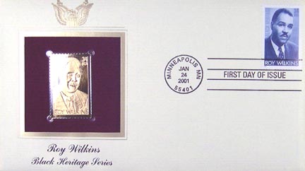 #3501 34¢ Roy Wilkins - Black Heritage - Gold-Foil First Day Cover MAIN