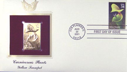 #3529 34¢ Carnivorous Plants : Yellow Trumpet - Gold-Foil First Day Cover MAIN
