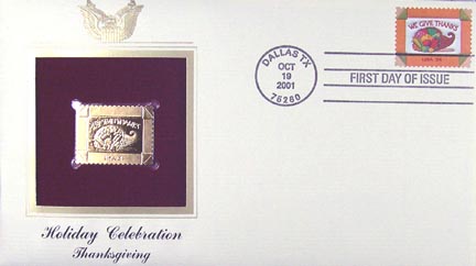 #3546 34¢ We give Thanks - Gold-Foil First Day Cover MAIN