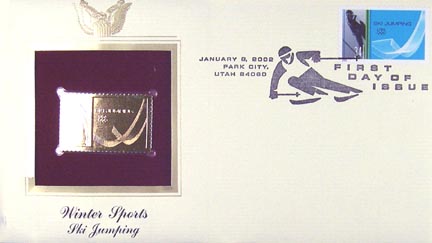 #3552 34¢ Ski Jumping - Gold-Foil First Day Cover MAIN