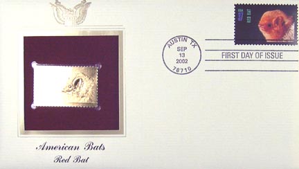 #3661 37¢ Red Bat - Gold-Foil First Day Cover MAIN