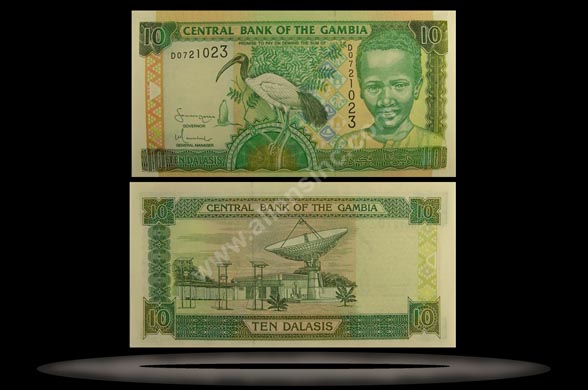 Gambia Banknote, 10 Dalasis, ND (2001), P#21c MAIN