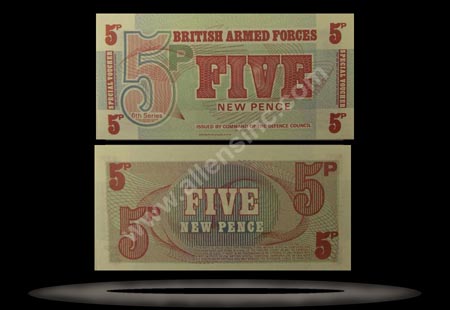 British Armed Forces, Great Britain Banknote, 5 New Pence, ND (1972), P#47 MAIN