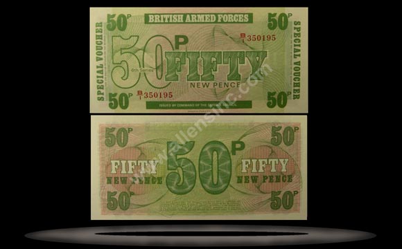 British Armed Forces, Great Britain Banknote, 50 New Pence, ND (1972), P#49 MAIN