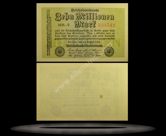 Germany Banknote, 10 Millionen Mark, 22.8.1923, P#106a MAIN