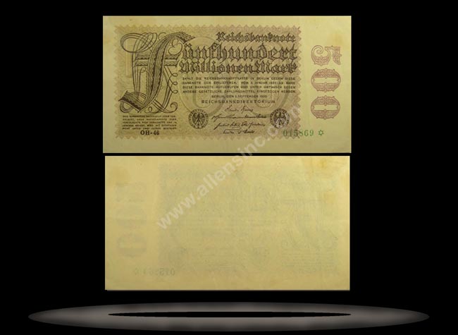Germany Banknote, 500 Millionen Mark, 1.9.1923, P#110e MAIN