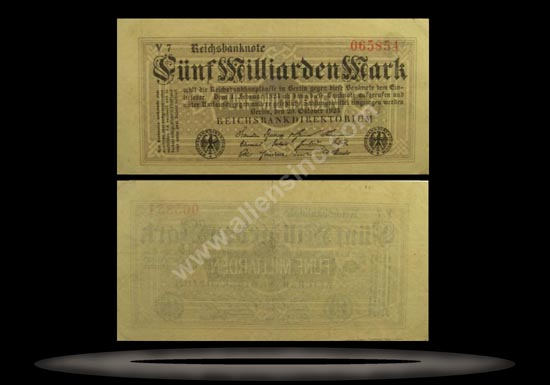 Germany Banknote, 5 Milliarden Mark, 20.10.1923, P#123a MAIN