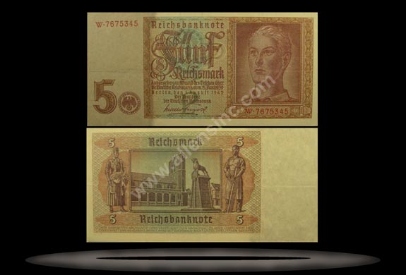 Germany Banknote, 5 Reichsmark, 1.8.1942, P#186a MAIN