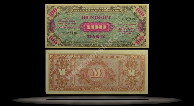 Allied Occupation of Germany Banknote, 100 Mark, 1944, P#197a MAIN