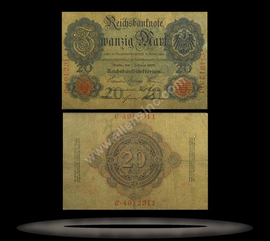 Germany Banknote, 20 Mark, 7.2.1908, P#31 MAIN