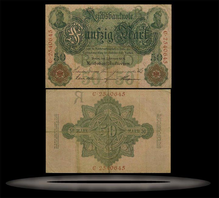 Germany Banknote, 50 Mark, 7.2.1908, P#32 MAIN
