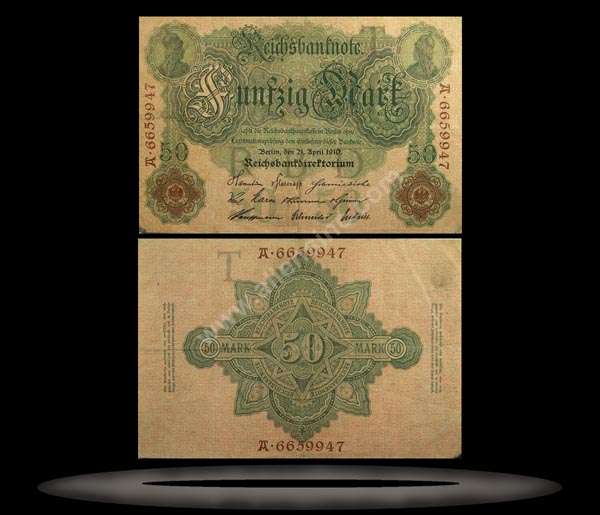 Germany Banknote, 50 Mark, 21.4.1910, P#41 MAIN