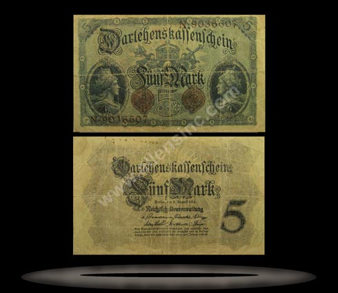 Germany Banknote, 5 Mark, 5.8.1914, P#47b MAIN