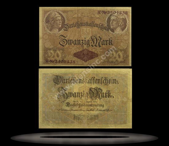 Germany Banknote, 20 Mark, 5.8.1914, P#48a MAIN
