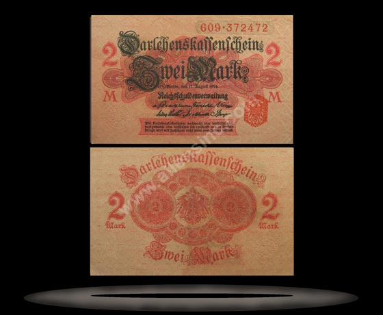 Germany Banknote, 2 Mark, 12.8.1914, P#54 MAIN