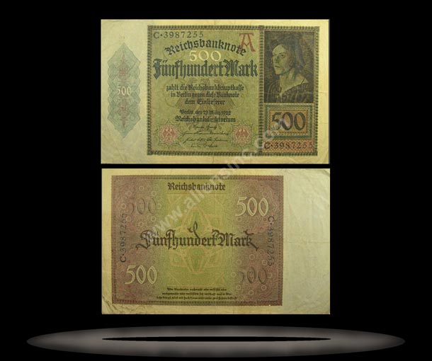 Germany Banknote, 500 Mark, 27.3.1922, P#73 MAIN