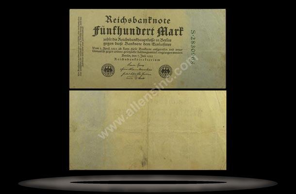 Germany Banknote, 500 Mark, 7.7.1922, P#74b MAIN