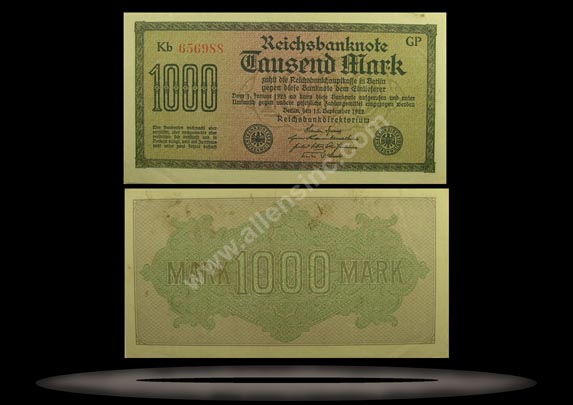 Germany Banknote, 1000 Mark, 15.9.1922, P#76b MAIN
