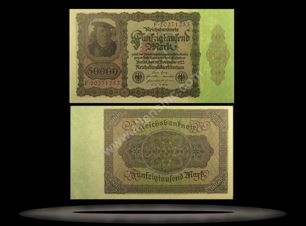 Germany Banknote, 50,000 Mark, 19.11.1922, P#80 MAIN