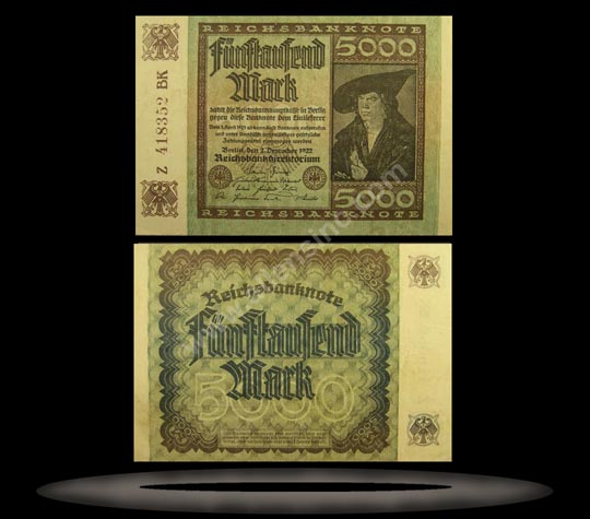 Germany Banknote, 5000 Mark, 2.12.1922, P#81b MAIN