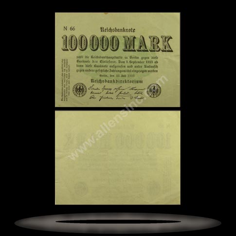 Germany Banknote, 100,000 Mark, 25.7.1923, P#91a MAIN