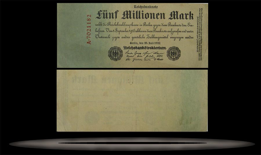 Germany Banknote, 5 Million Marks, 25.7.1923, P#95 MAIN