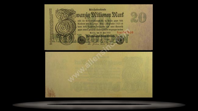 Germany Banknote, 20 Millionen Mark, 25.7.1923, P#97a MAIN