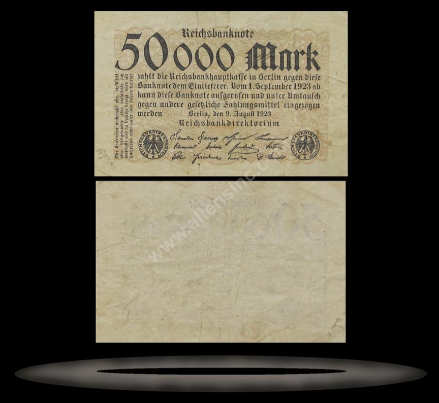 Germany Banknote, 50,000 Mark, 9.8.1923, P#99 MAIN