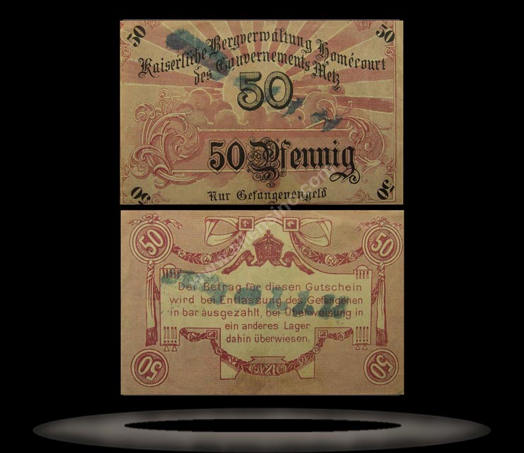 Kaiserliche Bergverwaltung Homecourt des Gouvernements Metz, Germany Banknote, 50 Pfennig, P# MAIN
