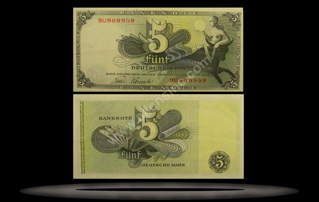 Germany, West Banknote, 5 Deutsche Mark, 9.12.1948, P#13i MAIN