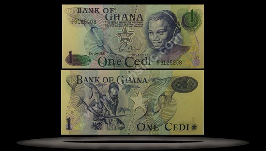 Ghana Banknote, 1 Cedi, 2.1.1976, P#13c MAIN
