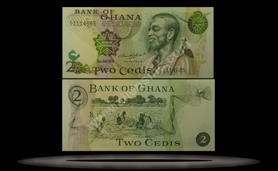 Ghana Banknote, 2 Cedis, 2.1.1977, P#14c MAIN