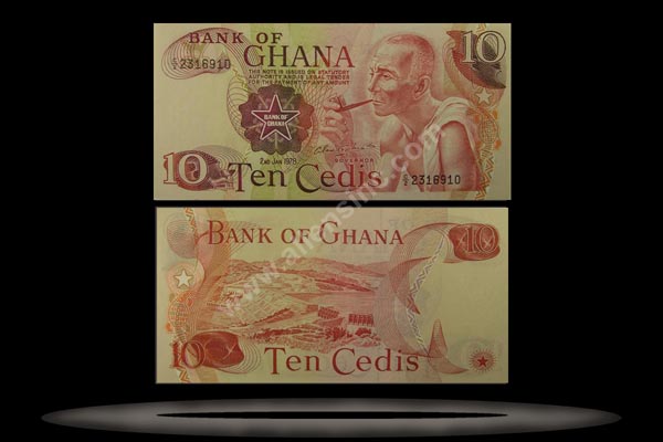 Ghana Banknote, 10 Cedis, 2.1.1978, P#16f MAIN