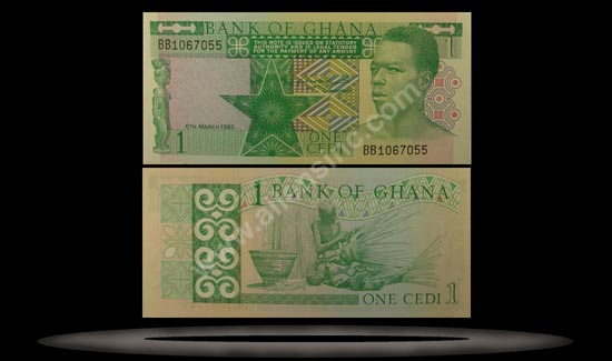 Ghana Banknote, 1 Cedi, 6.3.1982, P#17b MAIN