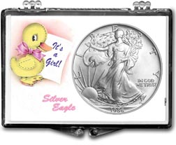 1986 It's A Girl, Duck Motif, American Silver Eagle Gift Display THUMBNAIL