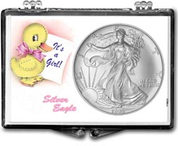 1995 It's A Girl, Duck Motif, American Silver Eagle Gift Display THUMBNAIL