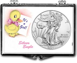 2007 It's A Girl, Duck Motif, American Silver Eagle Gift Display THUMBNAIL