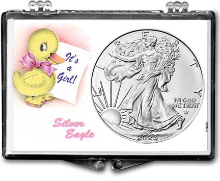 It's A Girl, Duck Motif, American Silver Eagle Gift Display LARGE