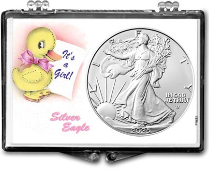 It's A Girl, Duck Motif, American Silver Eagle Gift Display LARGE