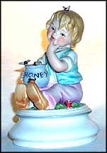 Boy With Honey Pot, Goebel Lore Blumenkinder Figurine  #11272-14 MAIN