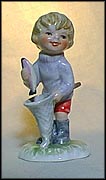Boy With Fish, Goebel Lore Blumenkinder Figurine  #11289-12 MAIN