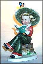 Girl Reading Book On Stump, Goebel Figurine by Nasha  #Na5 MAIN