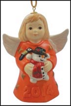 2014 Angel With Snowman - Tangerine, Goebel Angel Bell MAIN