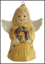 2018 Angel With Wreath - Gold, Goebel Angel Bell MAIN
