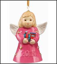 2020 Angel With Toy Train - Carmine Rose, Goebel Angel Bell MAIN