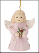 2021 Angel With Pine Cone - Cherry Blossom, Goebel Angel Bell MAIN