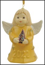2022 Angel With Christmas Tree - Yellow Gold, Goebel Angel Bell MAIN